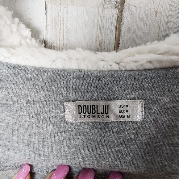 Doublju Horn Button Hooded Coat Gray Size Medium - Picture 3 of 12